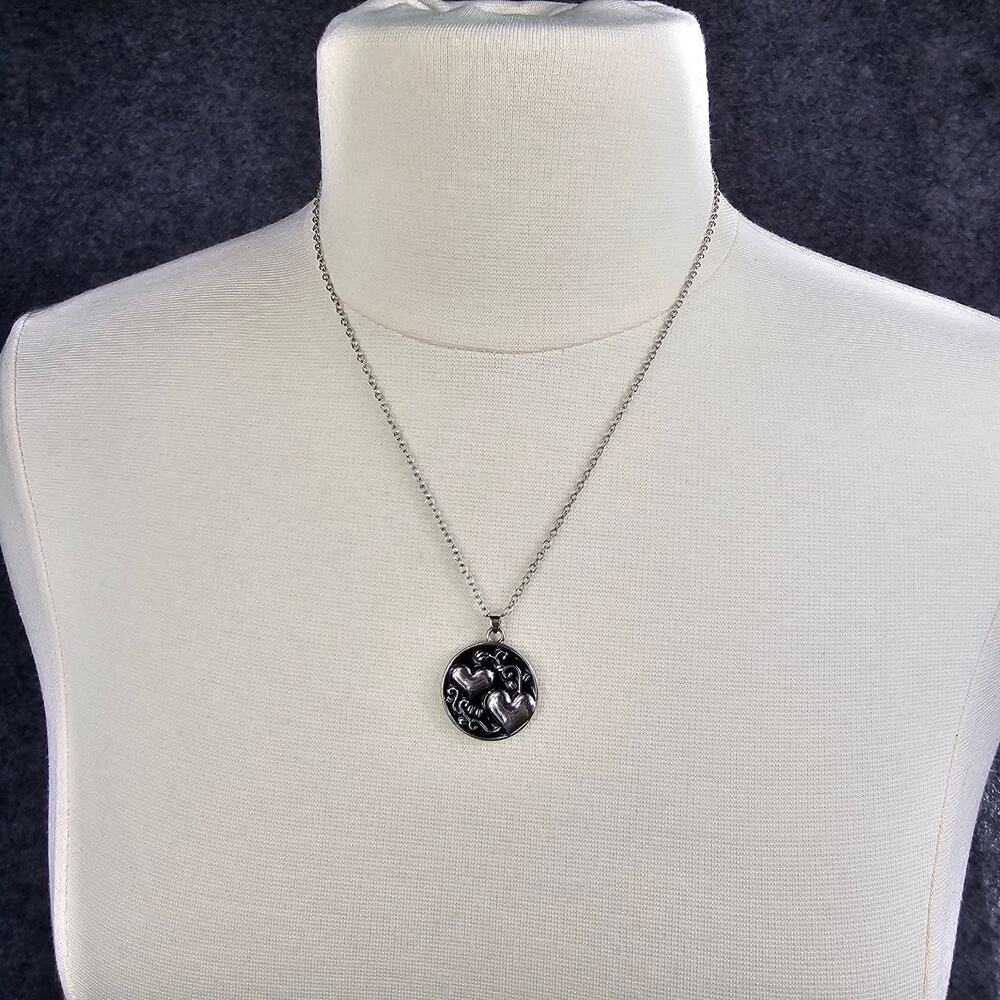 Sister Quote Hearts Necklace 18-20" Adjustable Silver Tone Pendant